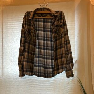 Navy and gray plaid shirt